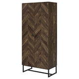 Carolyn Rustic Oak Herringbone Tall Accent Cabinet - Ornate Home