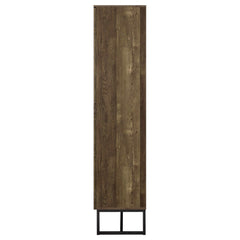 Carolyn Rustic Oak Herringbone Tall Accent Cabinet - Ornate Home