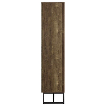Carolyn Rustic Oak Herringbone Tall Accent Cabinet - Ornate Home
