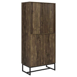 Carolyn Rustic Oak Herringbone Tall Accent Cabinet - Ornate Home