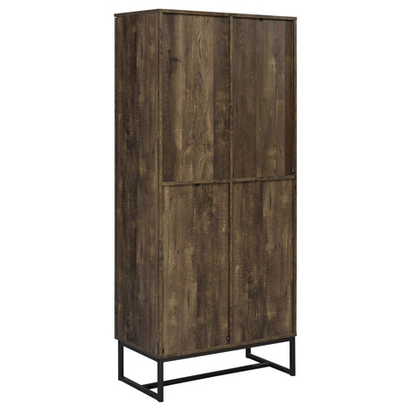 Carolyn Rustic Oak Herringbone Tall Accent Cabinet - Ornate Home