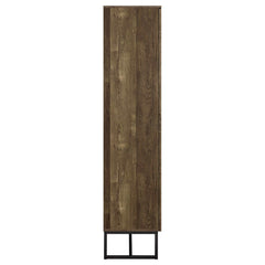 Carolyn Rustic Oak Herringbone Tall Accent Cabinet - Ornate Home