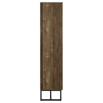 Carolyn Rustic Oak Herringbone Tall Accent Cabinet - Ornate Home
