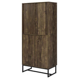 Carolyn Rustic Oak Herringbone Tall Accent Cabinet - Ornate Home