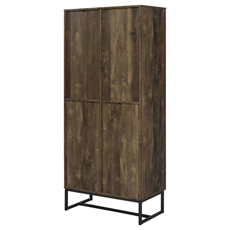 Carolyn Rustic Oak Herringbone Tall Accent Cabinet - Ornate Home