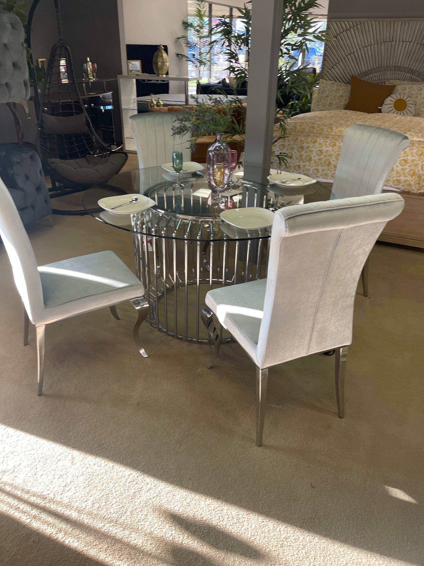 Carone Gray & Chrome Side Chairs (Set of 4) - Ornate Home