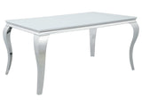 Carone White / Chrome Dining Table - Ornate Home