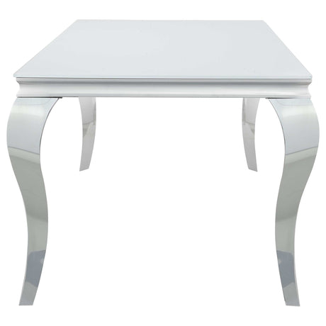 Carone White / Chrome Dining Table - Ornate Home