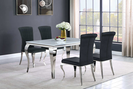 Carone White / Chrome Dining Table - Ornate Home