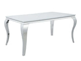 Carone White & Chrome Glass Top Dining Table - Ornate Home