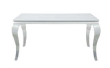 Carone White & Chrome Glass Top Dining Table - Ornate Home