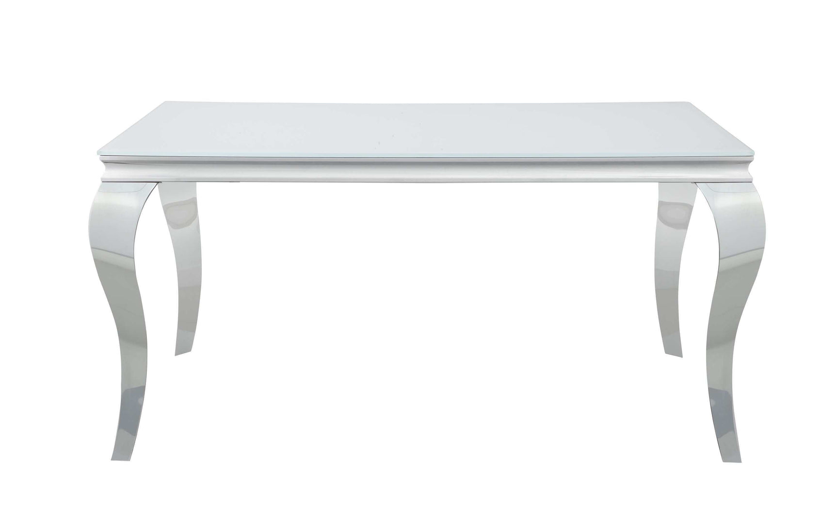 Carone White & Chrome Glass Top Dining Table - Ornate Home