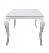 Carone White & Chrome Glass Top Dining Table - Ornate Home