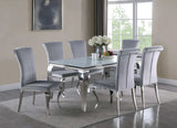 Carone White & Chrome Glass Top Dining Table - Ornate Home