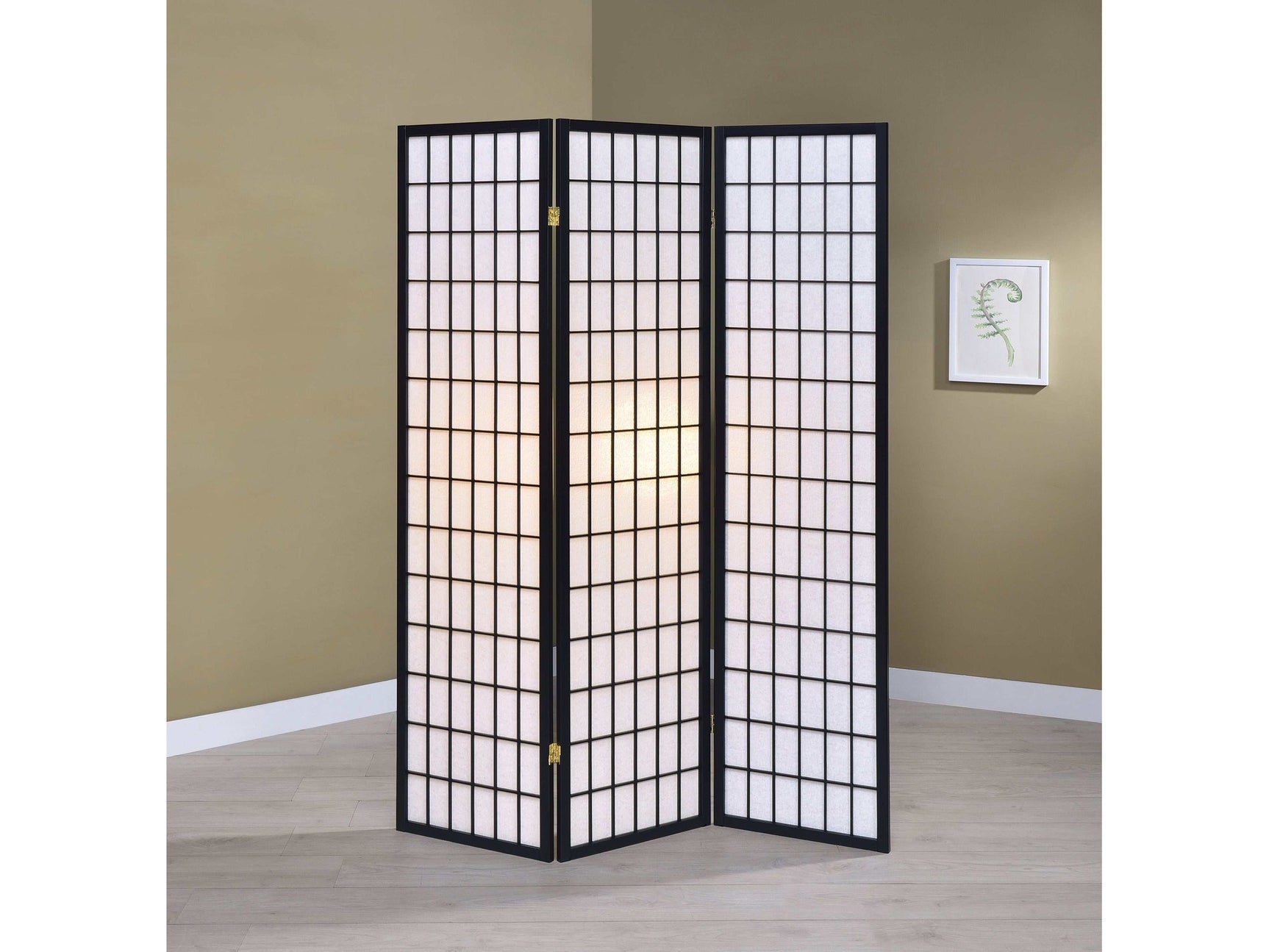 Carrie Black & White 3pc Panel Screen - Ornate Home