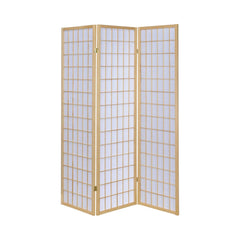 Carrie Natural & White 3pc Panel Screen - Ornate Home