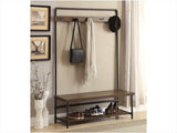 Carso Chestnut & Dark Bronze Hall Tree w/ 5 Coat Hooks - Ornate Home