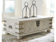 Carynhurst White Wash Gray Lift Top Coffee Table - Ornate Home