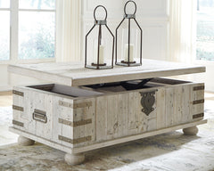 Carynhurst White Wash Gray Lift Top Coffee Table - Ornate Home