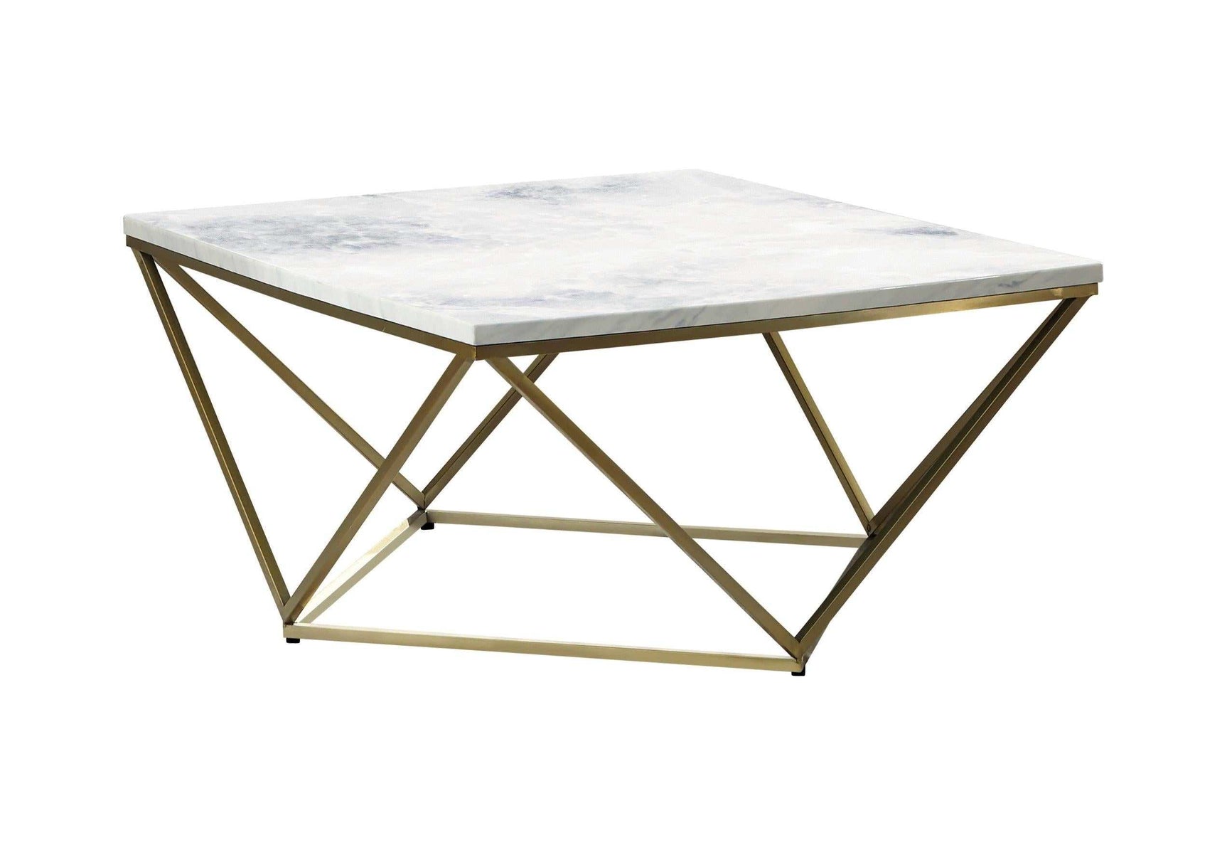 Casidy White & Gold Square Coffee Table - Ornate Home