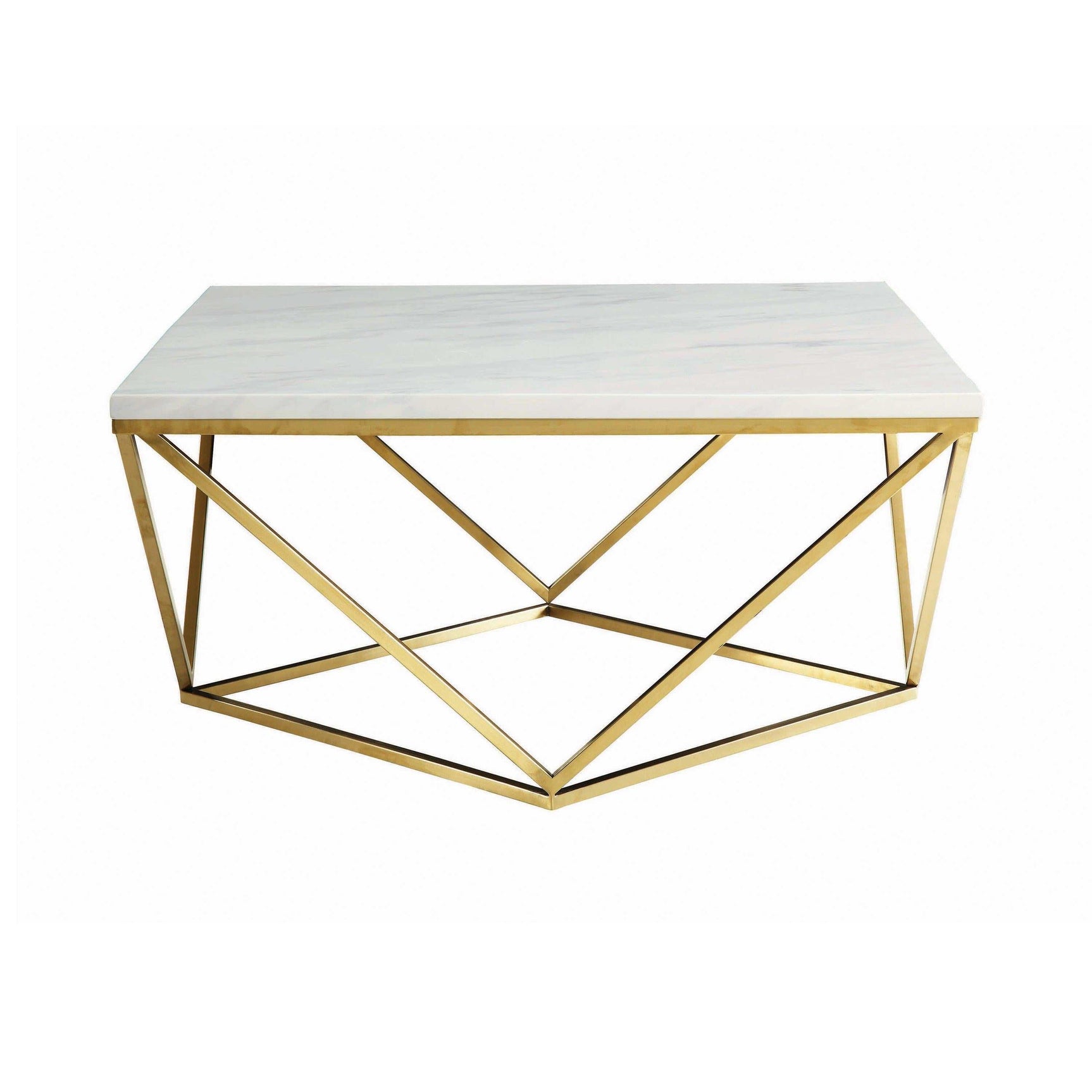 Casidy White & Gold Square Coffee Table - Ornate Home
