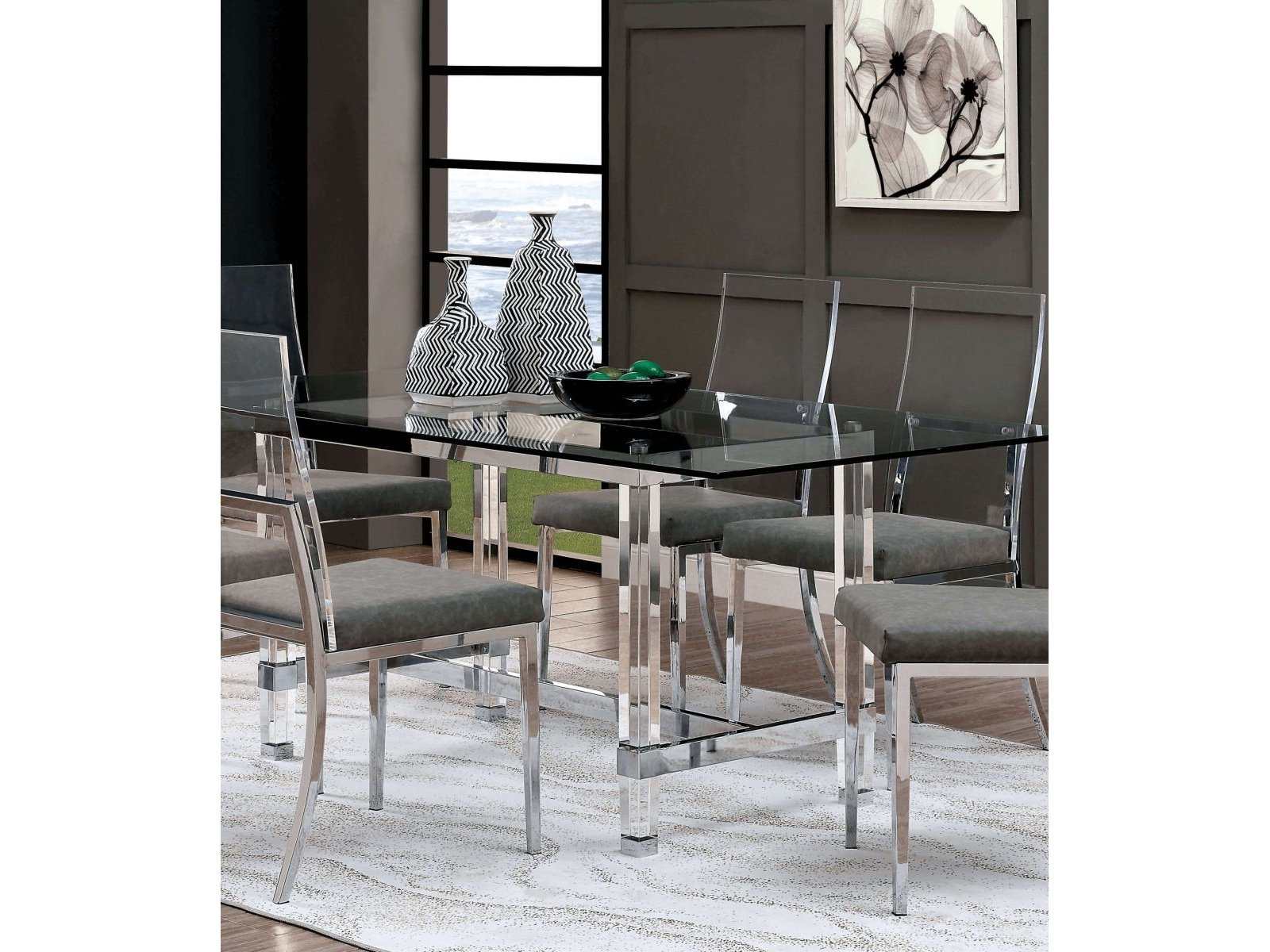 Casper Chrome & Glass Dining Room Table - Ornate Home