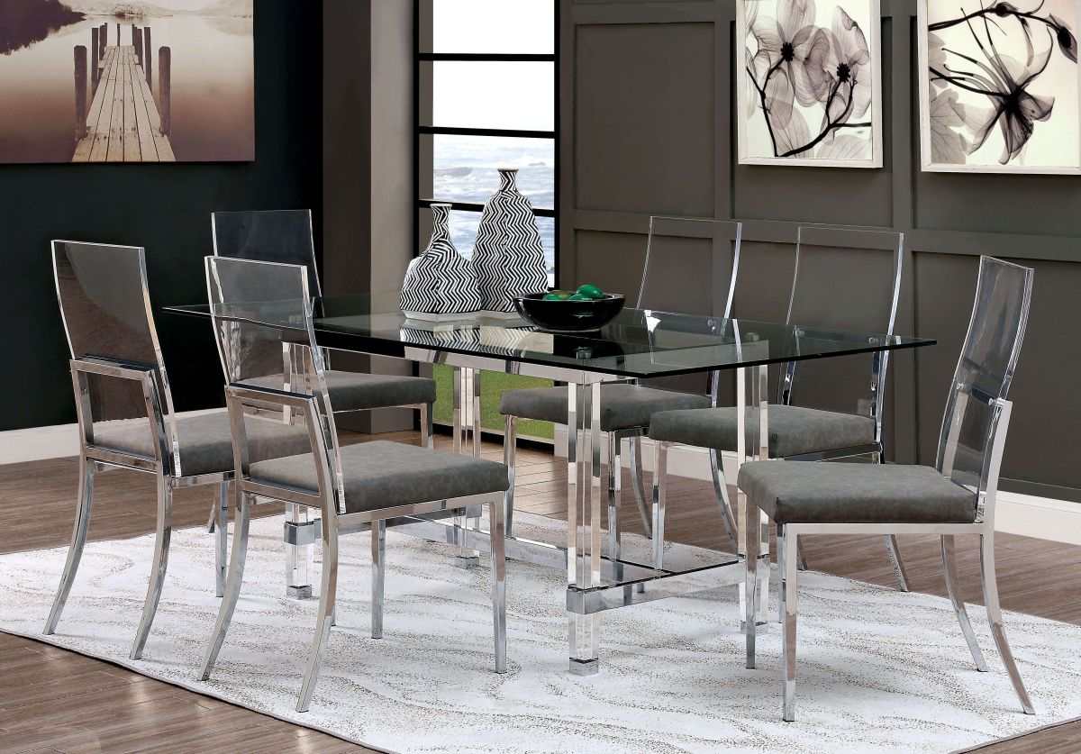 Casper Chrome & Glass Dining Room Table - Ornate Home