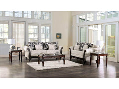 Cassani Walnut & Light Gray Stationary Sofa & Loveseat 2pc - Ornate Home