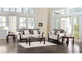 Cassani Walnut & Light Gray Stationary Sofa & Loveseat 2pc - Ornate Home