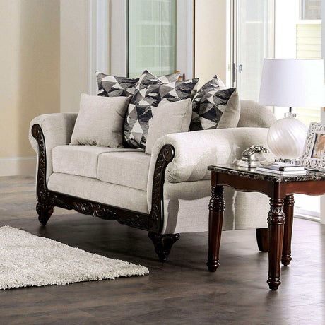 Cassani Walnut & Light Gray Stationary Sofa & Loveseat 2pc - Ornate Home