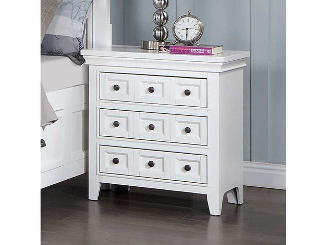 Castile White Nightstand w/ USB - Ornate Home