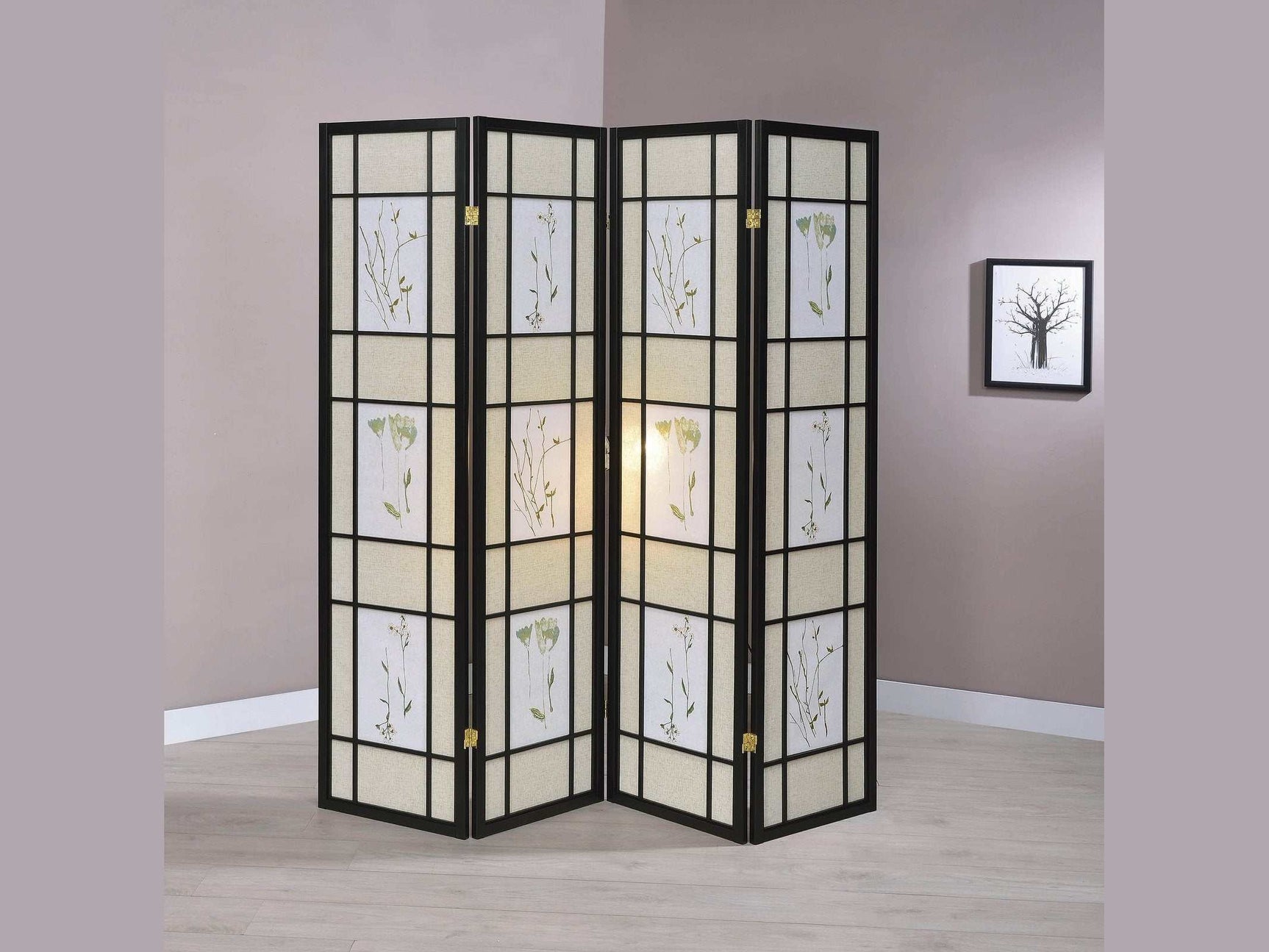 Catabella MultiColor 4 Panel Floral Print Folding Screen - Ornate Home