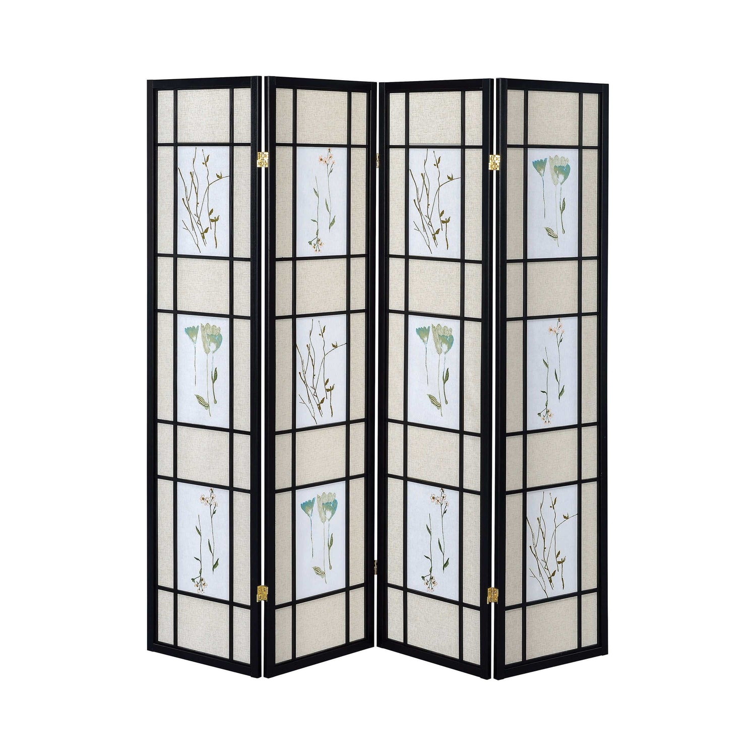Catabella MultiColor 4 Panel Floral Print Folding Screen - Ornate Home