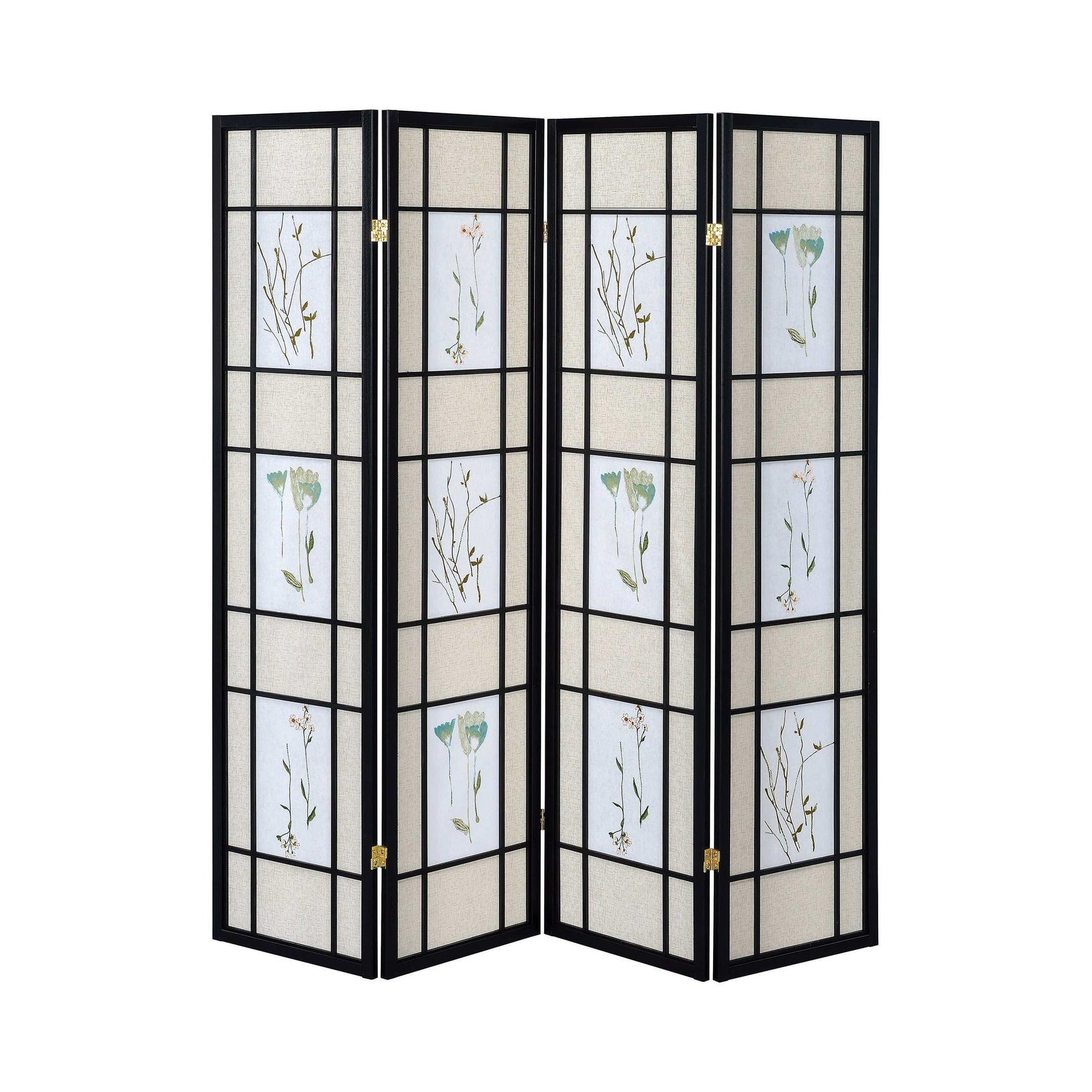 Catabella MultiColor 4 Panel Floral Print Folding Screen - Ornate Home