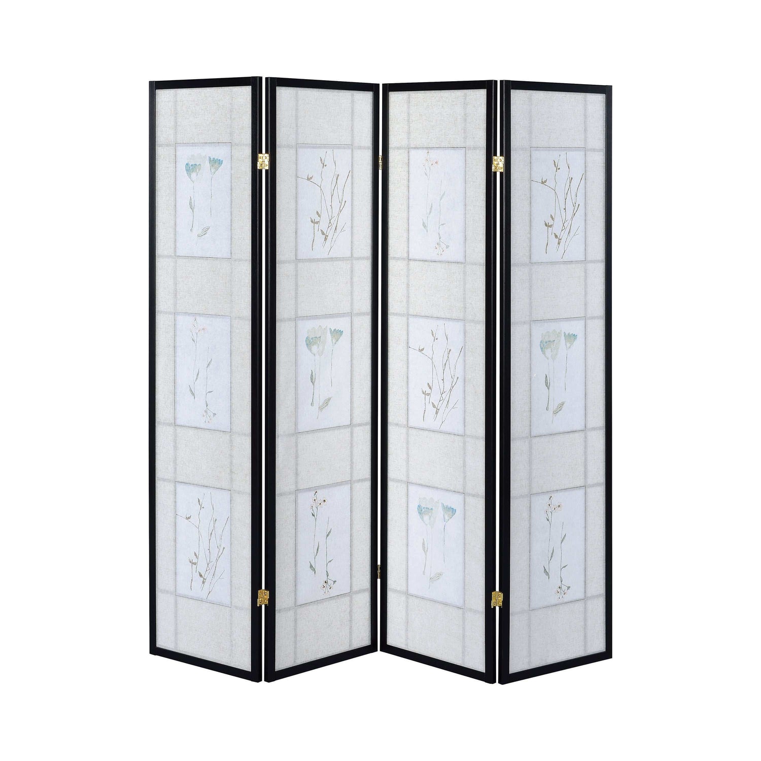 Catabella MultiColor 4 Panel Floral Print Folding Screen - Ornate Home