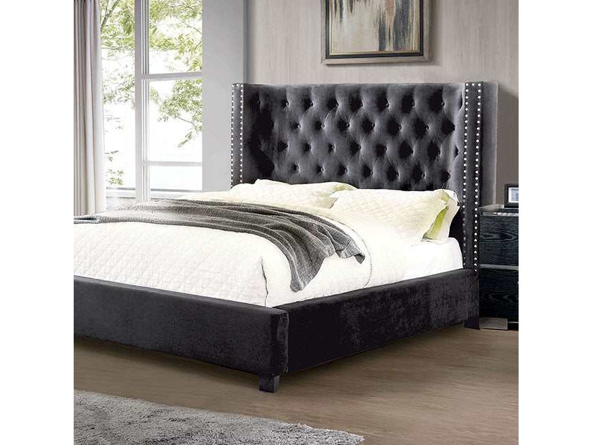 Cayla Dark Gray Queen Bed - Ornate Home