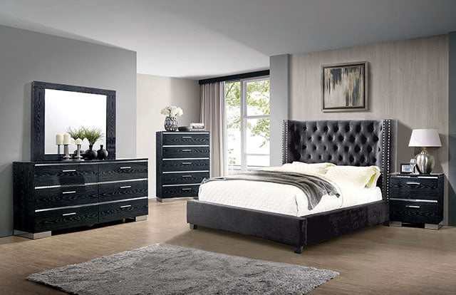Cayla Dark Gray Queen Bed - Ornate Home