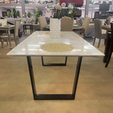 Ceana Genuine White Marble Top & Black Dining Table - Ornate Home
