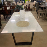Ceana Genuine White Marble Top & Black Dining Table - Ornate Home
