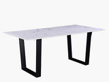 Ceana Genuine White Marble Top & Black Dining Table - Ornate Home