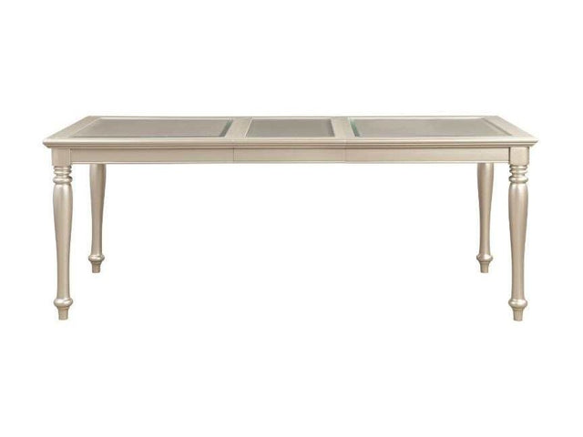 Celandine Silver Dining Table w/ Glass Insert & 18" Leaf - Ornate Home