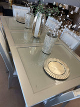 Celandine Silver Dining Table w/ Glass Insert & 18" Leaf - Ornate Home
