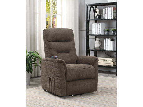 Chace Brown Power Lift Recliner w/ Storage Pocket - Ornate Home