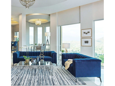 Chalet Blue Velvet Sofa & Loveseat - Ornate Home