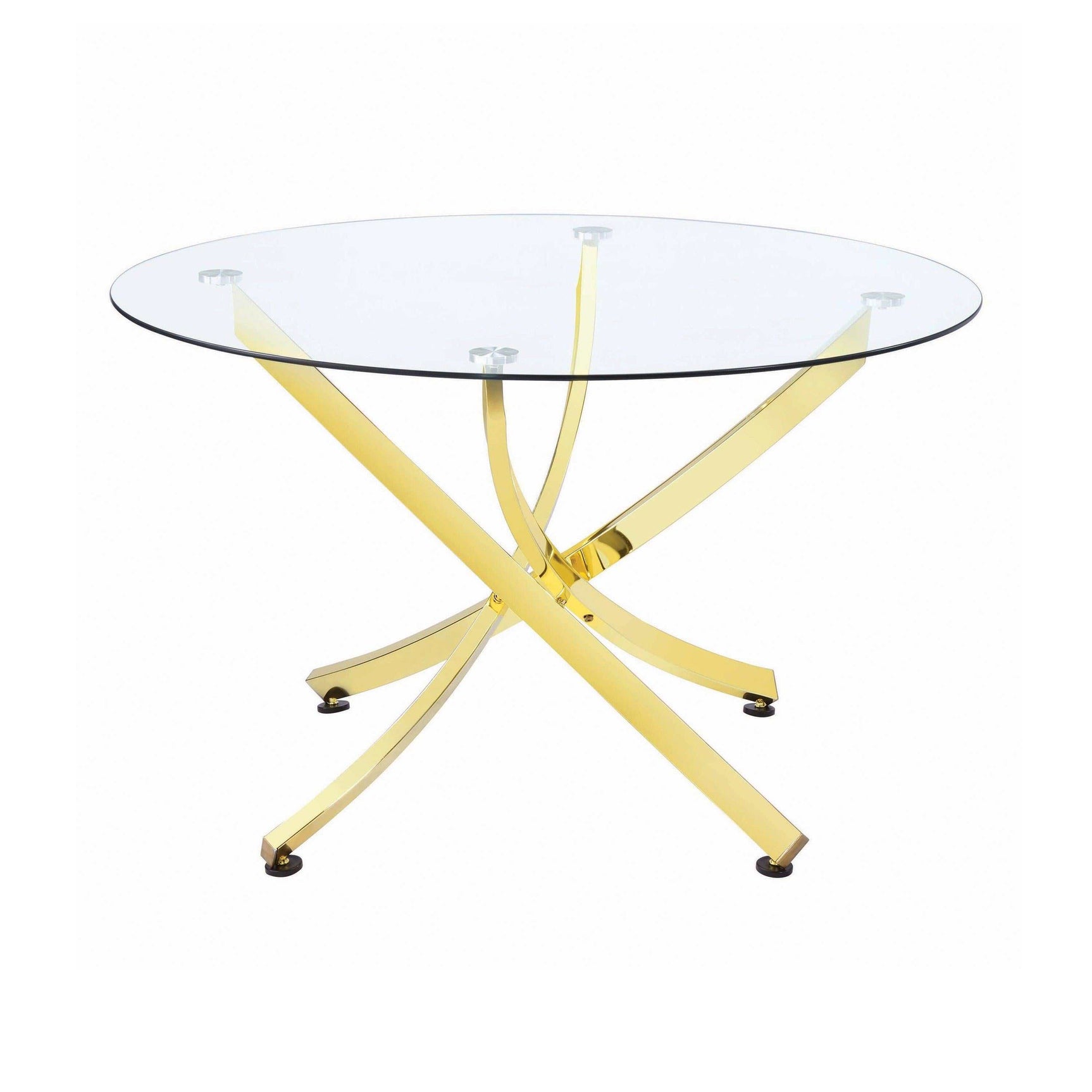 Chanel Brass & Clear Round Dining Table - Ornate Home