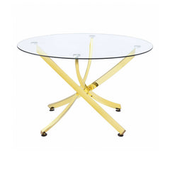 Chanel Brass & Clear Round Dining Table - Ornate Home