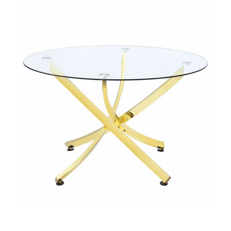 Chanel Brass & Clear Round Dining Table - Ornate Home