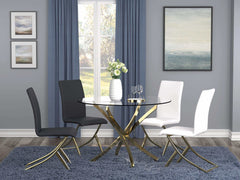 Chanel Brass & Clear Round Dining Table - Ornate Home