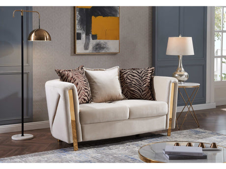Chanelle Beige Velvet Loveseat - Ornate Home