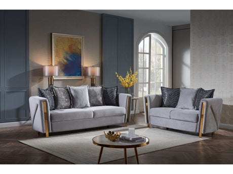 Chanelle Gray Velvet Living Room Set / 2pc - Ornate Home